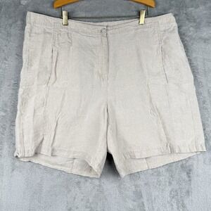 J. Jill‎ Love Linen Shorts Womens Size 20 Plus Light Tan 8" Inseam Pockets Beach